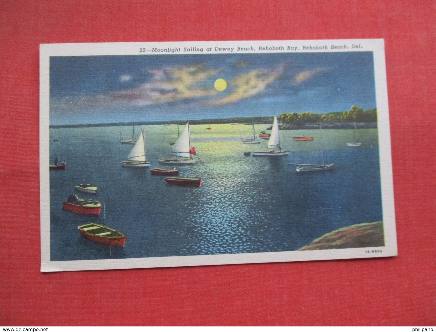 Moonlight Sailing At Dewey Beach  Rehoboth Beach Delaware  Ref 3447 - Other & Unclassified