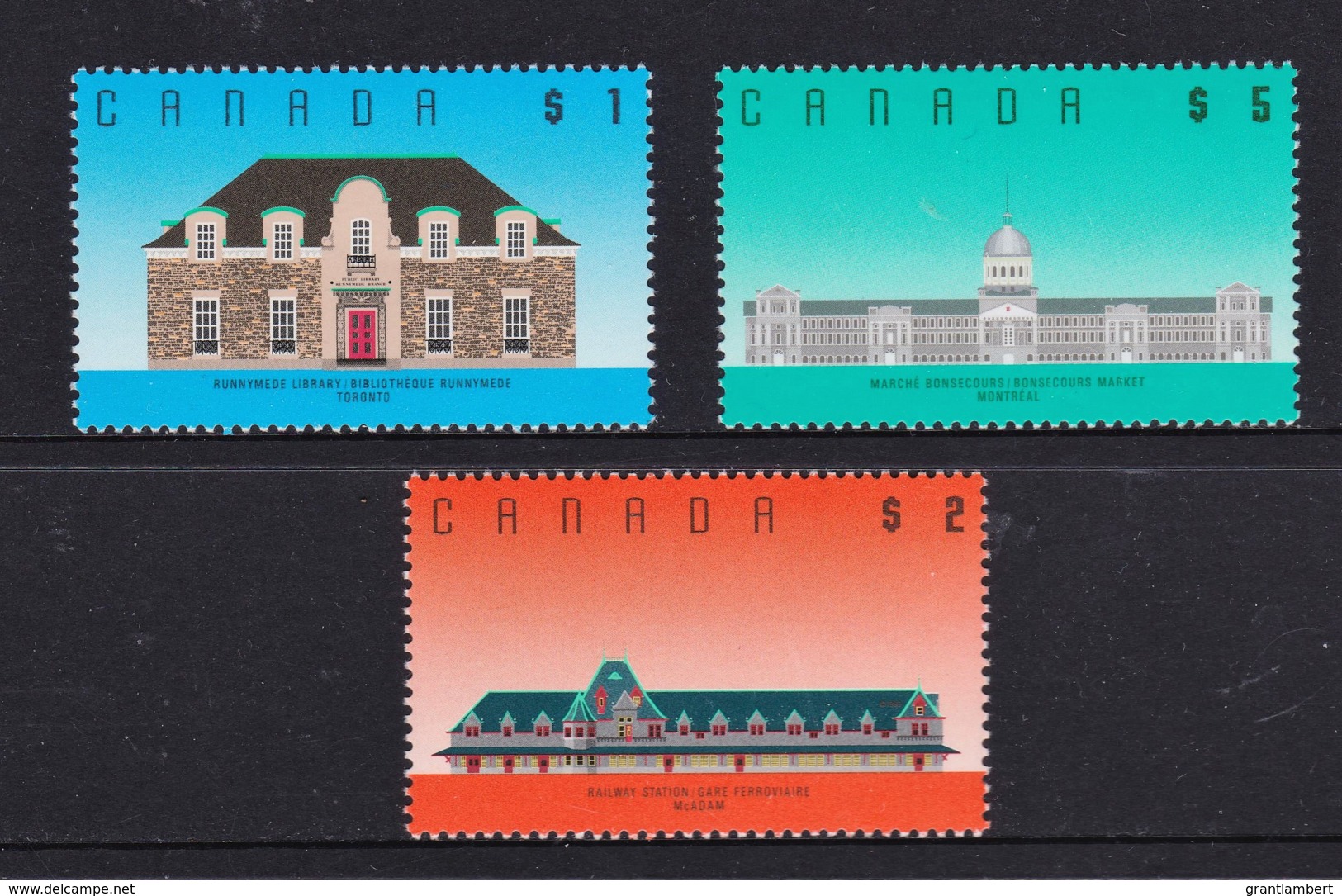 Canada 1988 Architecture $1, $2, $5 MNH - Unused Stamps