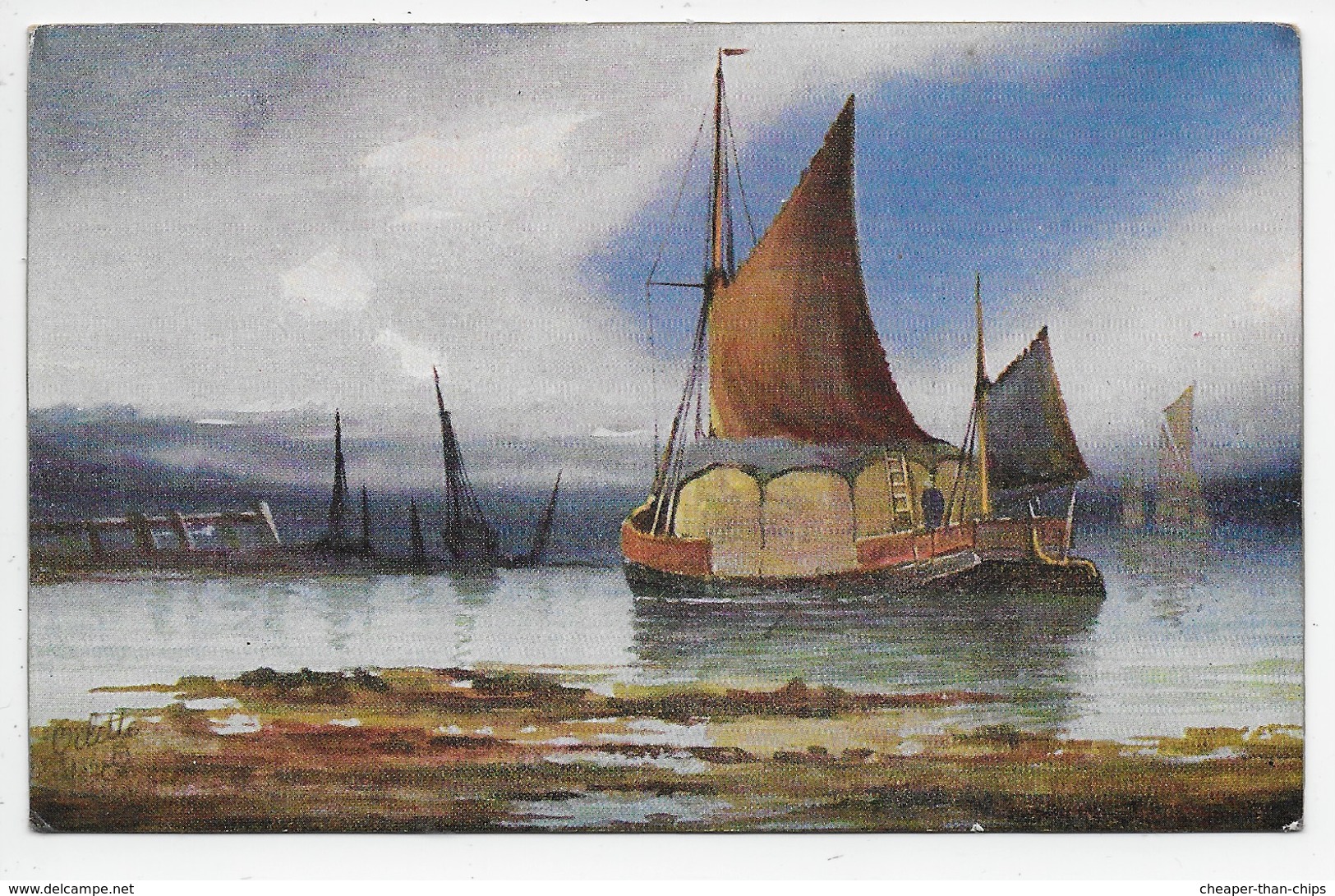 Sea And Sky - Tuck Oilette 9890 - Sailing Vessels