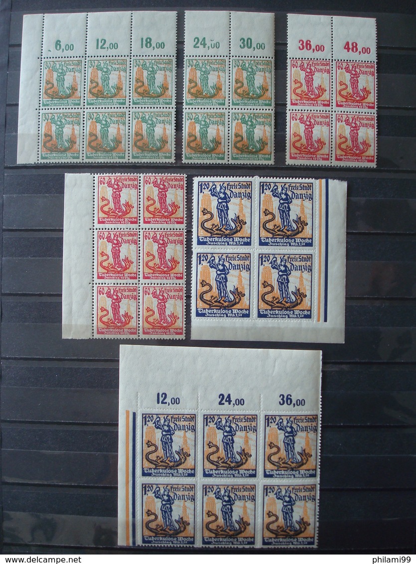 DANZIG 1921 10 Sets MNH** COT. Mi. 200 EUR Tuberculosis Health - Autres & Non Classés