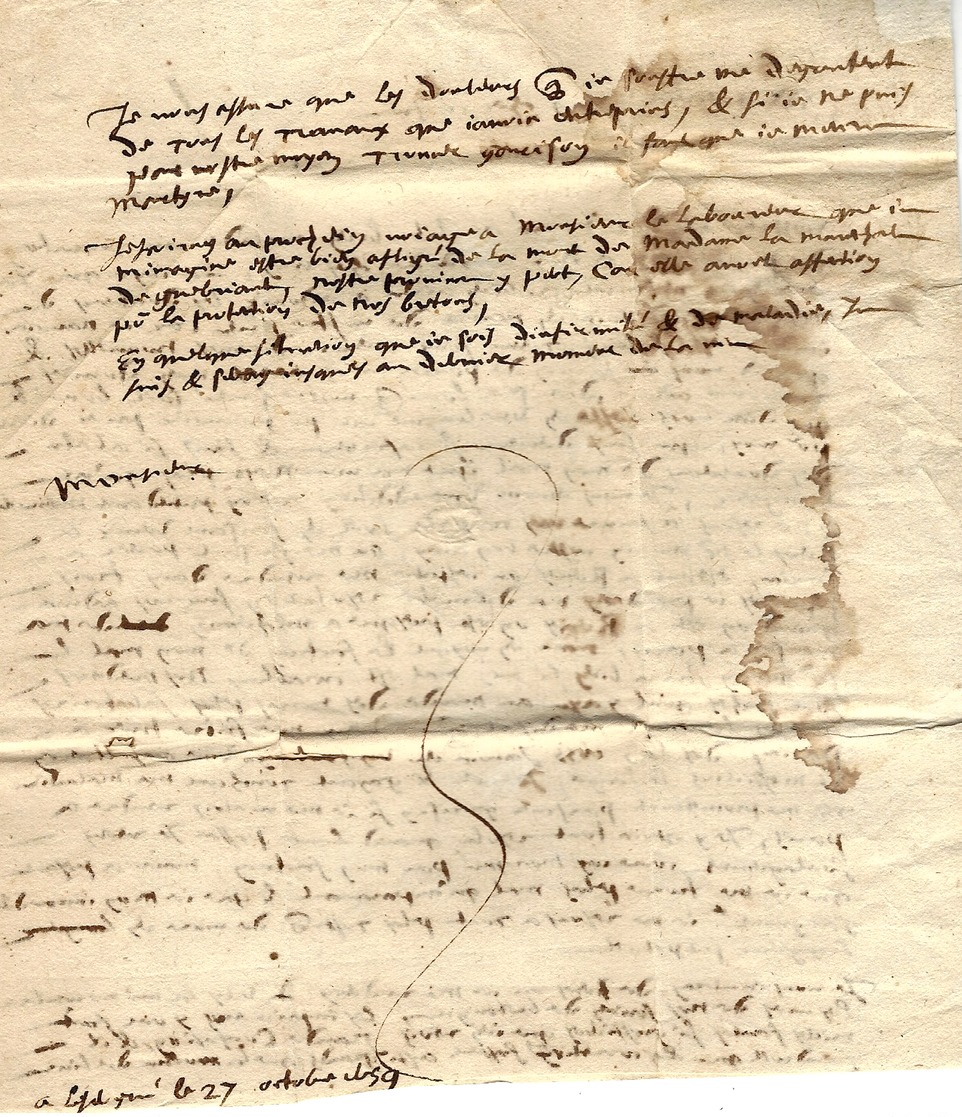 1659 - Lettre  Avec " Payé Jusqu'à Rosoy "  Pour Paris - ....-1700: Precursors