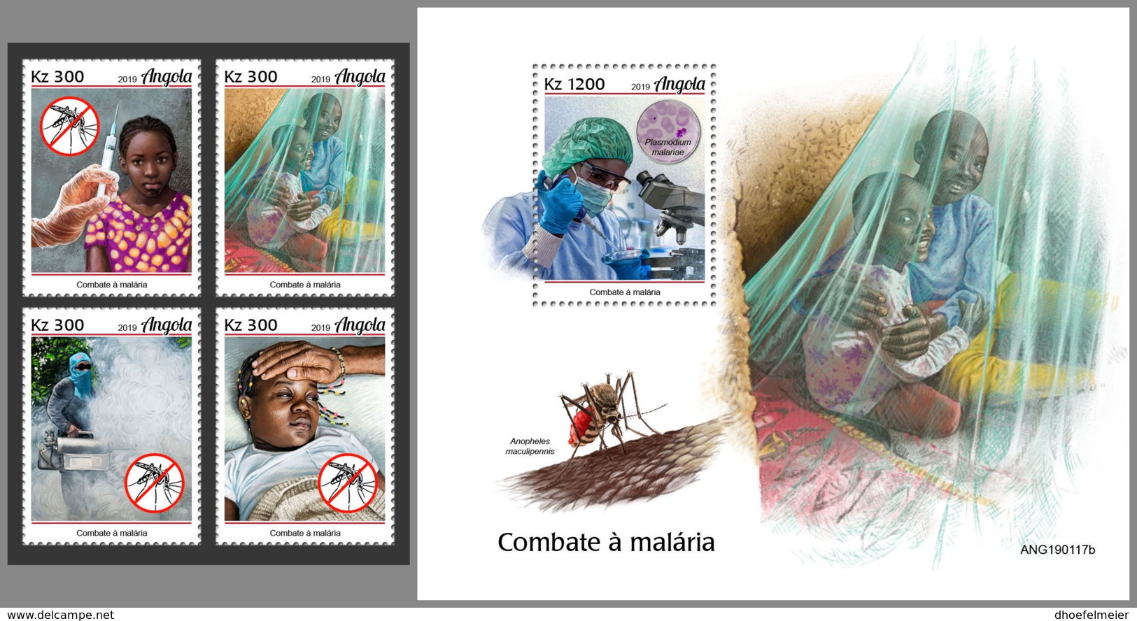 ANGOLA 2019 MNH Fight Against Malaria Paludisme 4v+S/S - OFFICIAL ISSUE - DH1925 - Disease