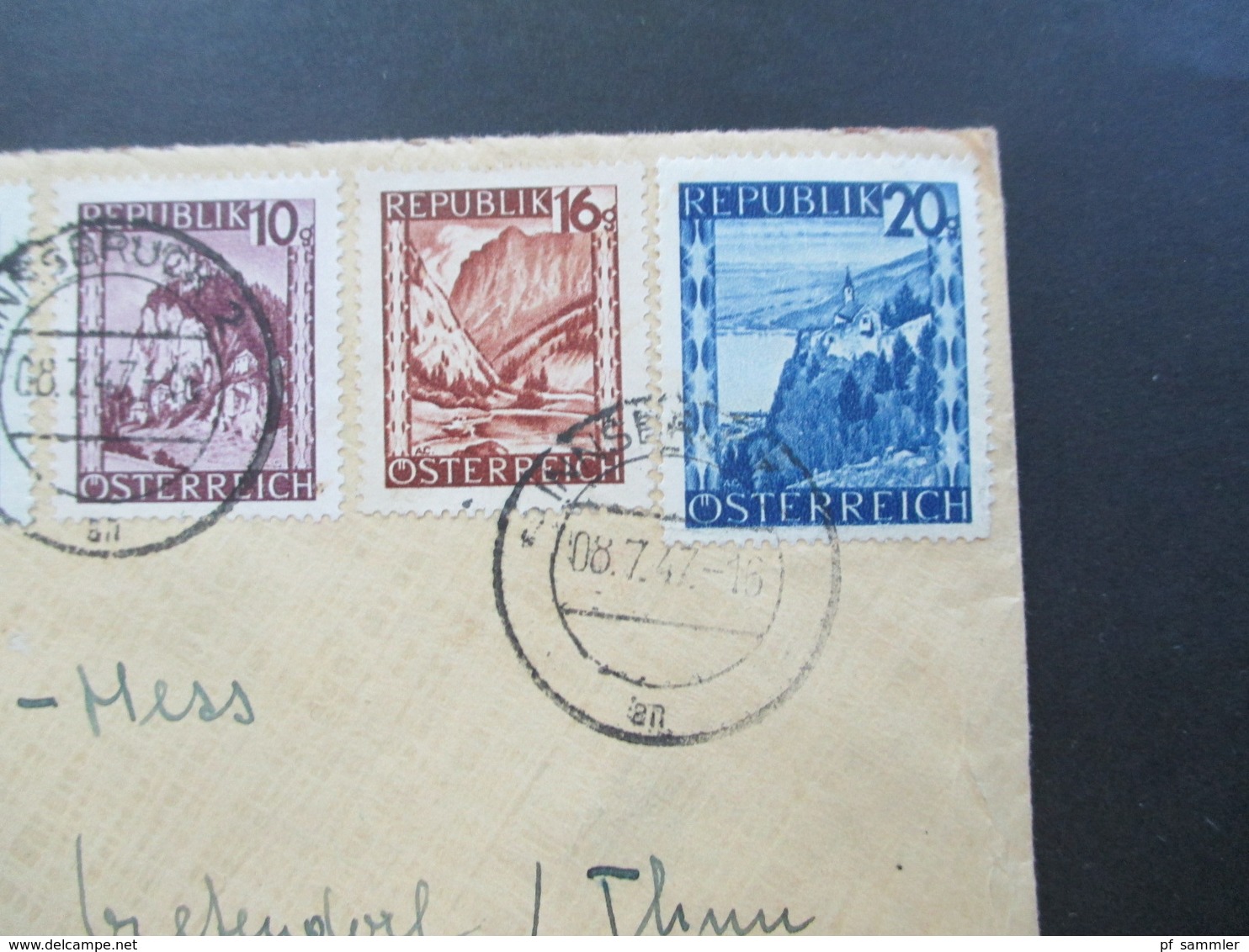 Österreich 1947 Landschaften MiF Mit 6 Marken / 6 Farben! Innsbruck 2 - Gretendorf Thun Schweiz Auslandsbrief - Briefe U. Dokumente