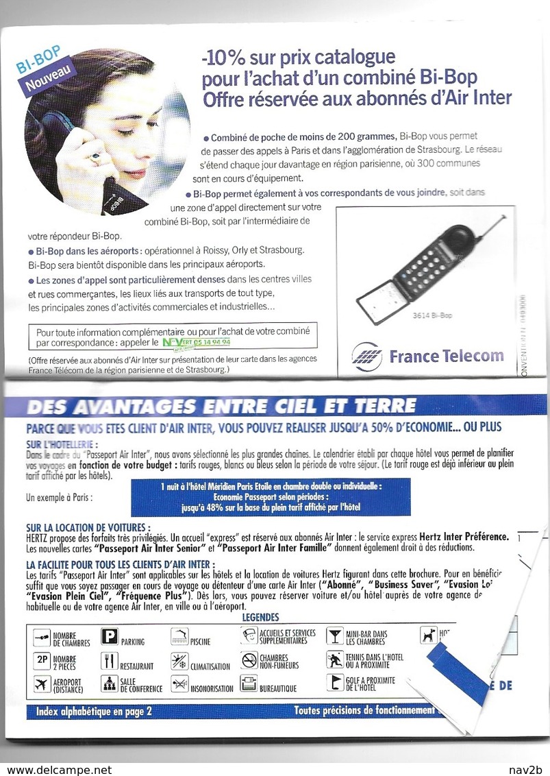 Passeport  AIR  INTER . ( 64 Pages . 10,5 X 15,5 ) Avec Descriptions Des Hotels Aux Tarifs Préférentiels - Werbung