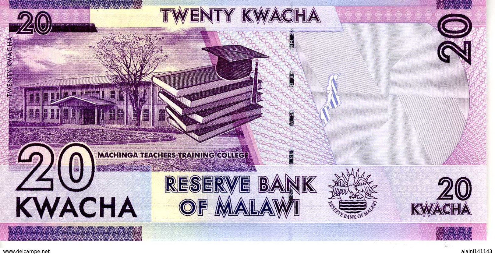 MALAWI - Reserve Bank Of Malawi -20 Kwacha 01-01-2016 - Série BA 7650152 - P-63[c] - UNC - Malawi