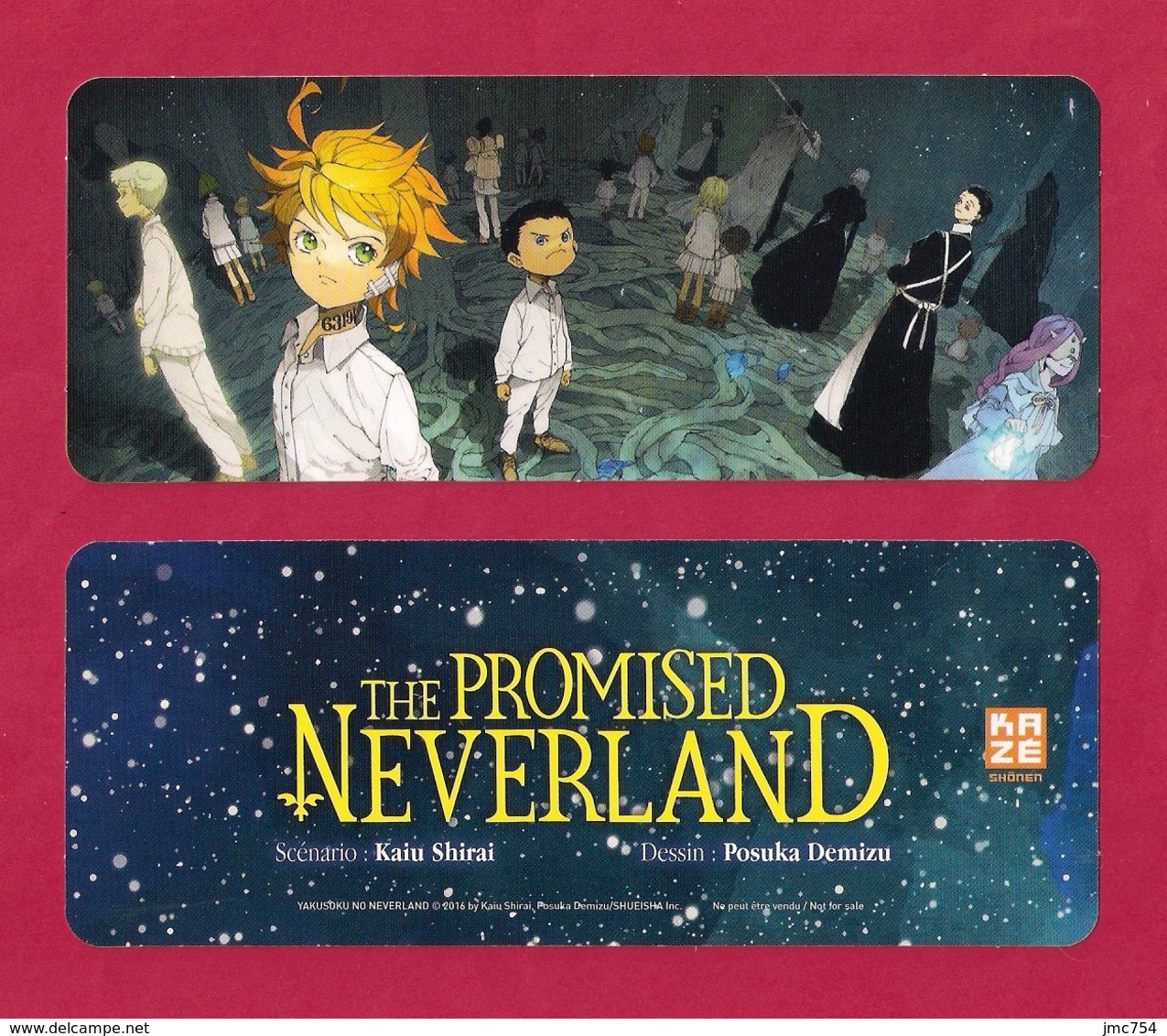 Marque Page.  Editions Kazé   Manga   The Promised Neverland.    Bookmark - Marcapáginas