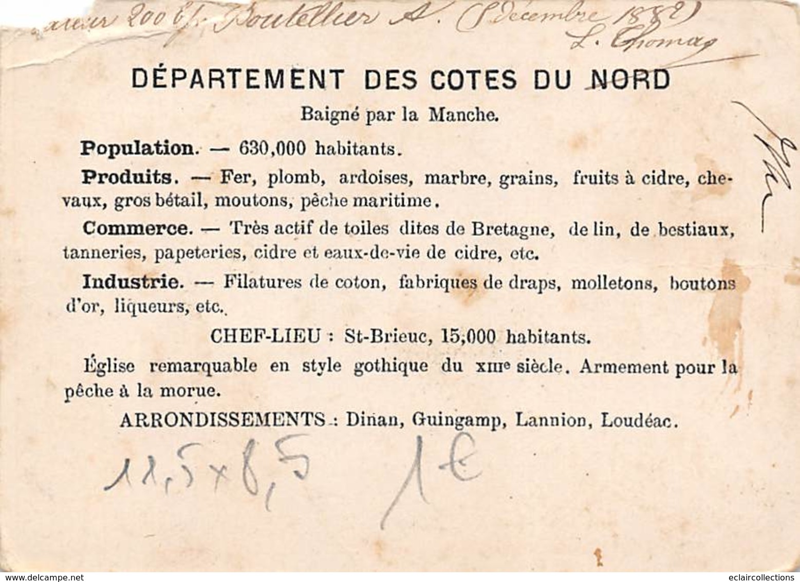 Non Classé.Divers :    22      Image Du Département 11,5x8,5    ( Déchirure Supérieure Voir Scan) - Andere & Zonder Classificatie