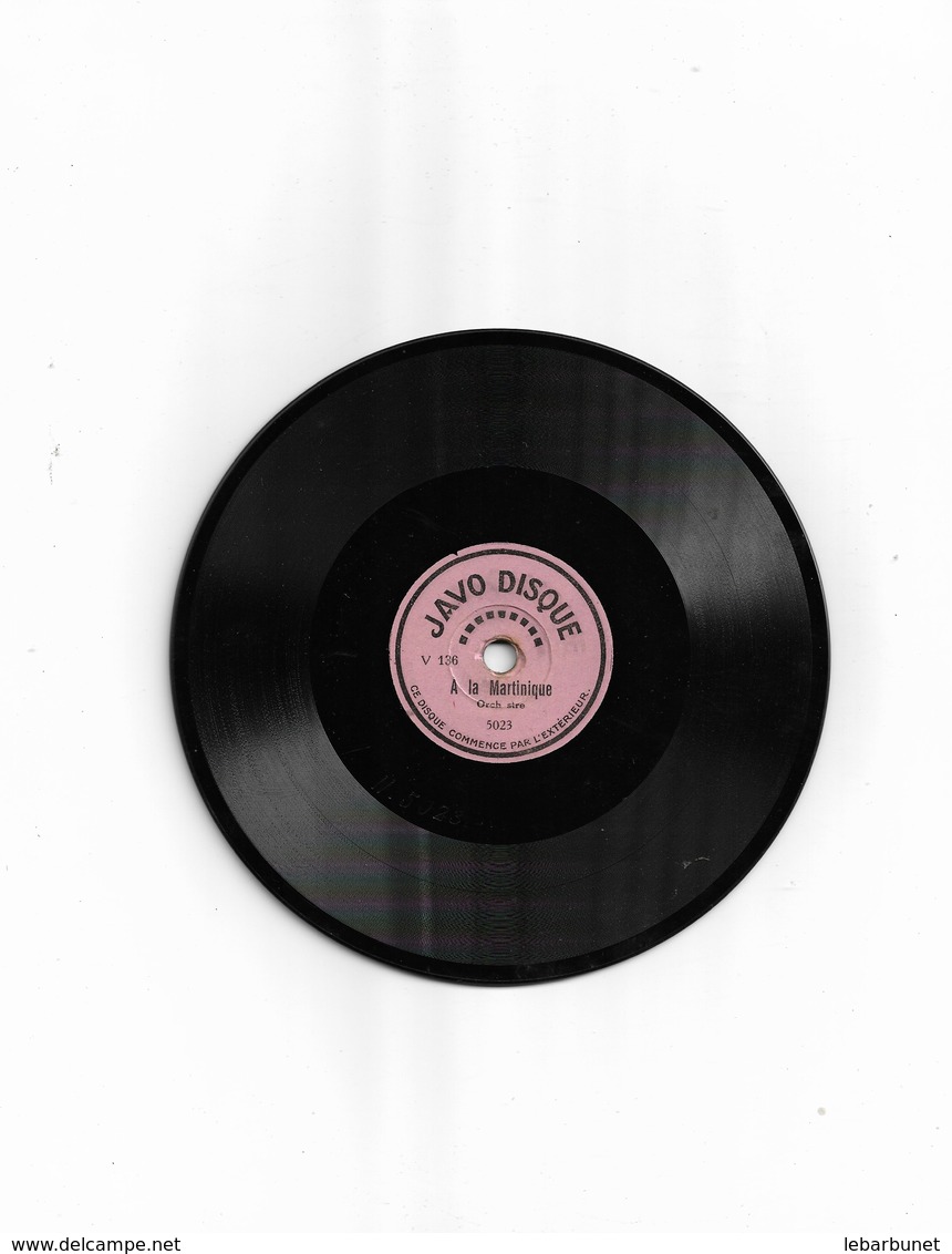 Disque Ancien En Cire Pour Enfant   Javo Disque  "à La Martinique"     Perles De Cristal - 78 T - Disques Pour Gramophone