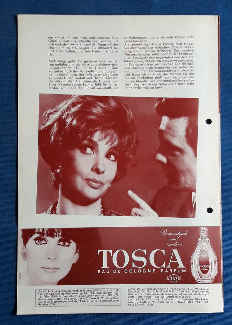 GINA LOLLOBRIGIDA, Louis Jourdan, Philippe Noiret > "Nur Eine Nacht Cheri" > Altes IFB-Filmprogramm (fp655) - Revistas