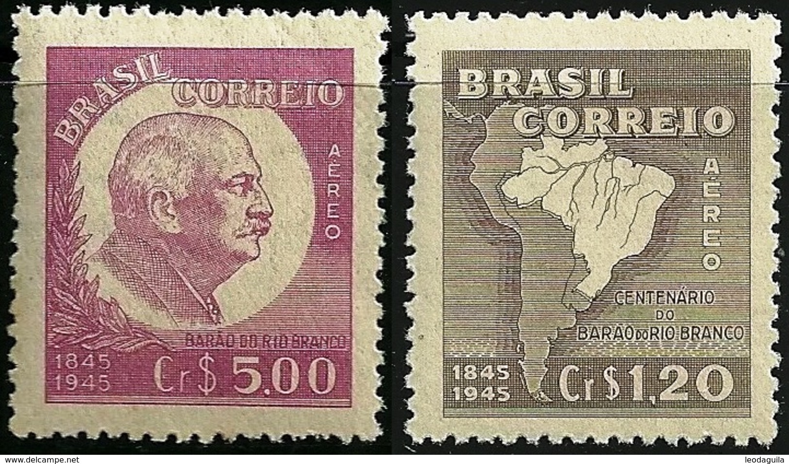 BRAZIL # C63/C64 -  Barão Do Rio Branco, Centenary Of Birth   - 2v - 1945  MINT - Unused Stamps