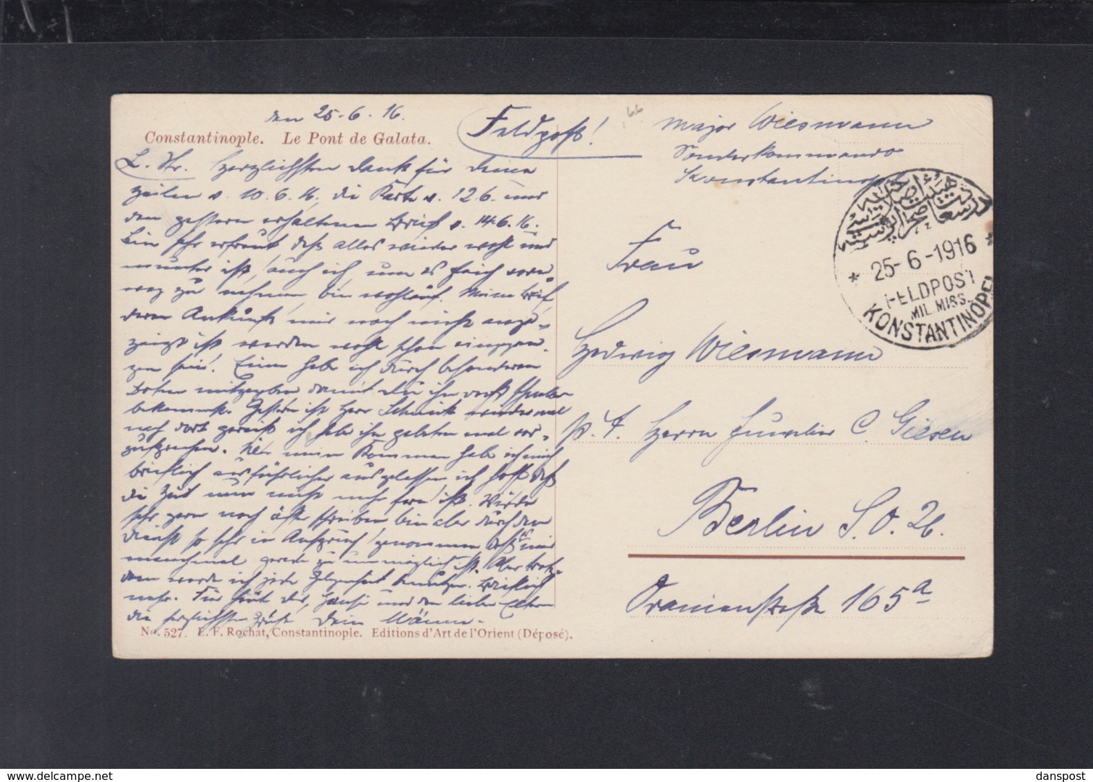 Feldpost Mill. Mission Konstantinopel 1916 Nach Berlin - Storia Postale