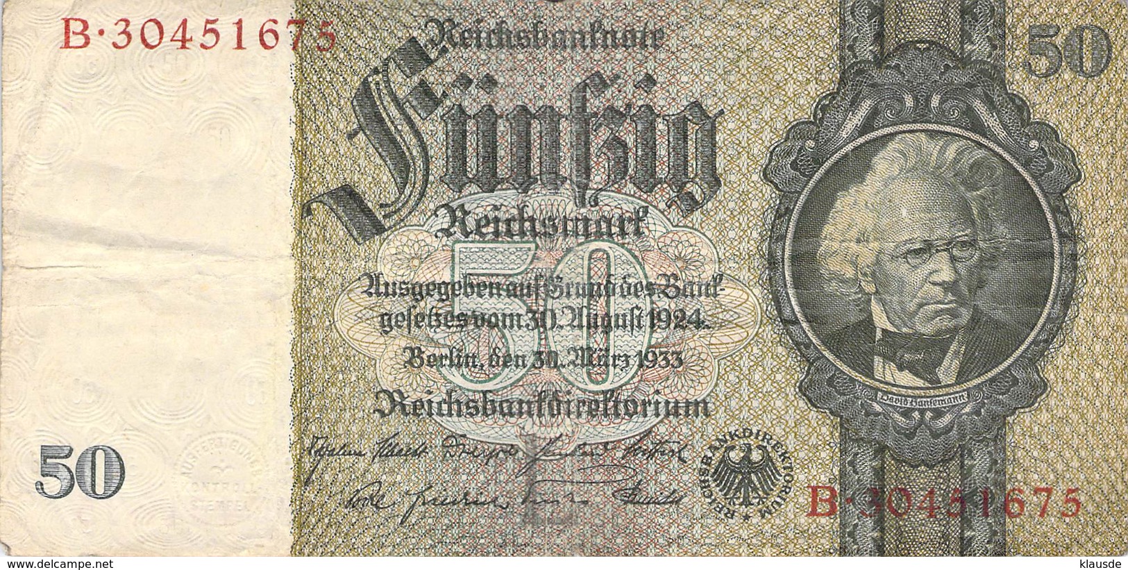 50 Mark Reichsbanknote VG/G (IV) - 50 Mark