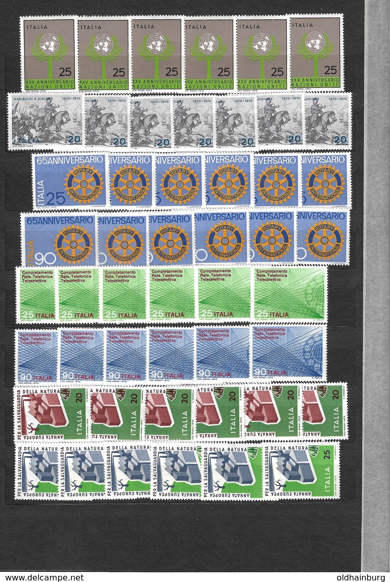 Briefmarkensammlung Italien 1965-1975, Mehrfach, 31 Scans- Katalogwert 500.- € + - Sammlungen