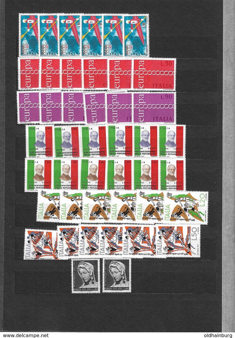 Briefmarkensammlung Italien 1965-1975, Mehrfach, 31 Scans- Katalogwert 500.- € + - Sammlungen