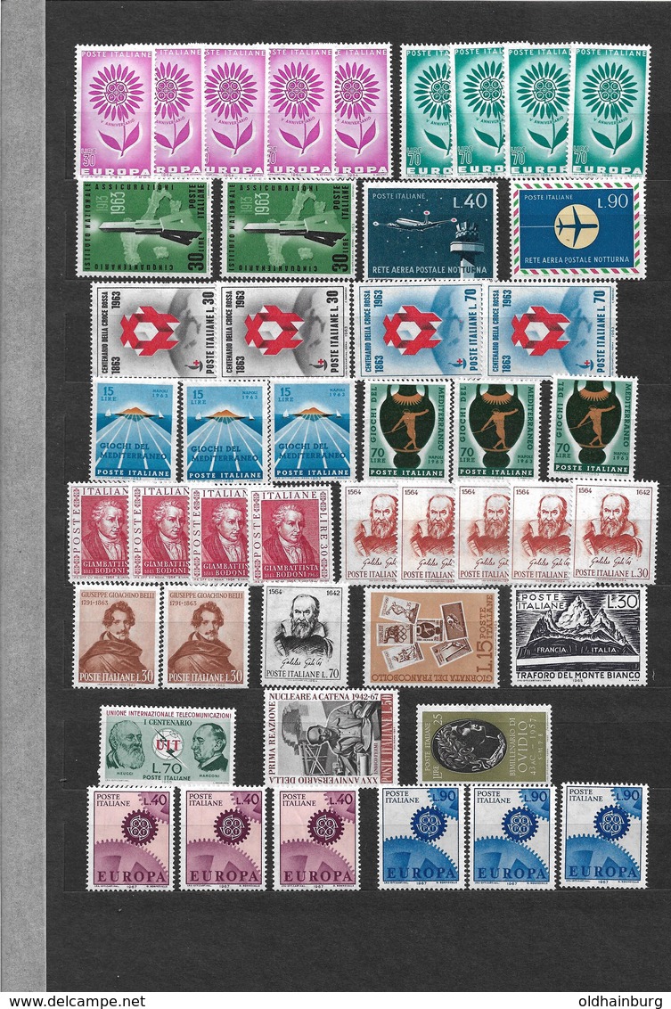 Briefmarkensammlung Italien 1965-1975, mehrfach, 31 Scans- Katalogwert 500.- € +