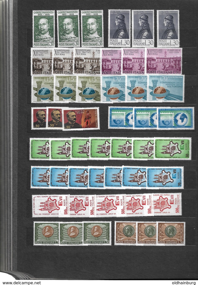 Briefmarkensammlung Italien 1965-1975, mehrfach, 31 Scans- Katalogwert 500.- € +