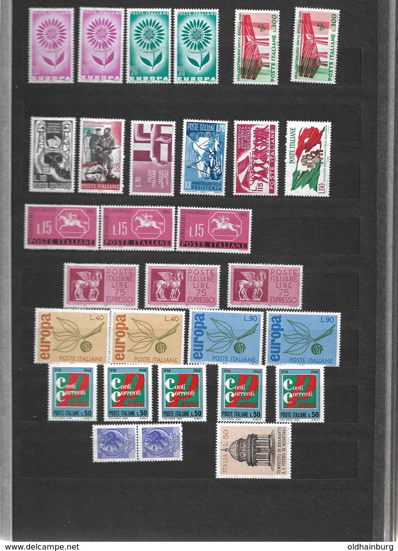 Briefmarkensammlung Italien 1965-1975, mehrfach, 31 Scans- Katalogwert 500.- € +