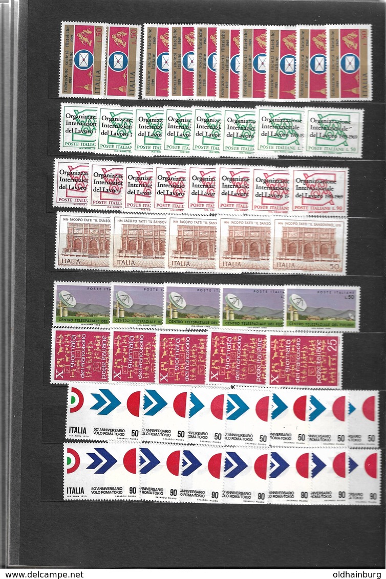 Briefmarkensammlung Italien 1965-1975, mehrfach, 31 Scans- Katalogwert 500.- € +