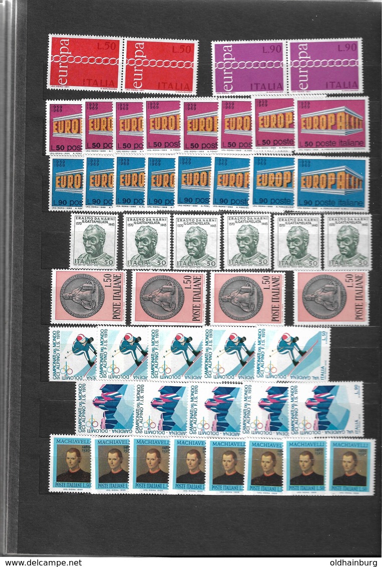 Briefmarkensammlung Italien 1965-1975, mehrfach, 31 Scans- Katalogwert 500.- € +