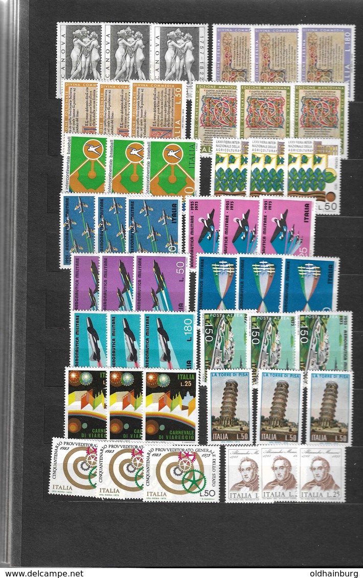 Briefmarkensammlung Italien 1965-1975, mehrfach, 31 Scans- Katalogwert 500.- € +