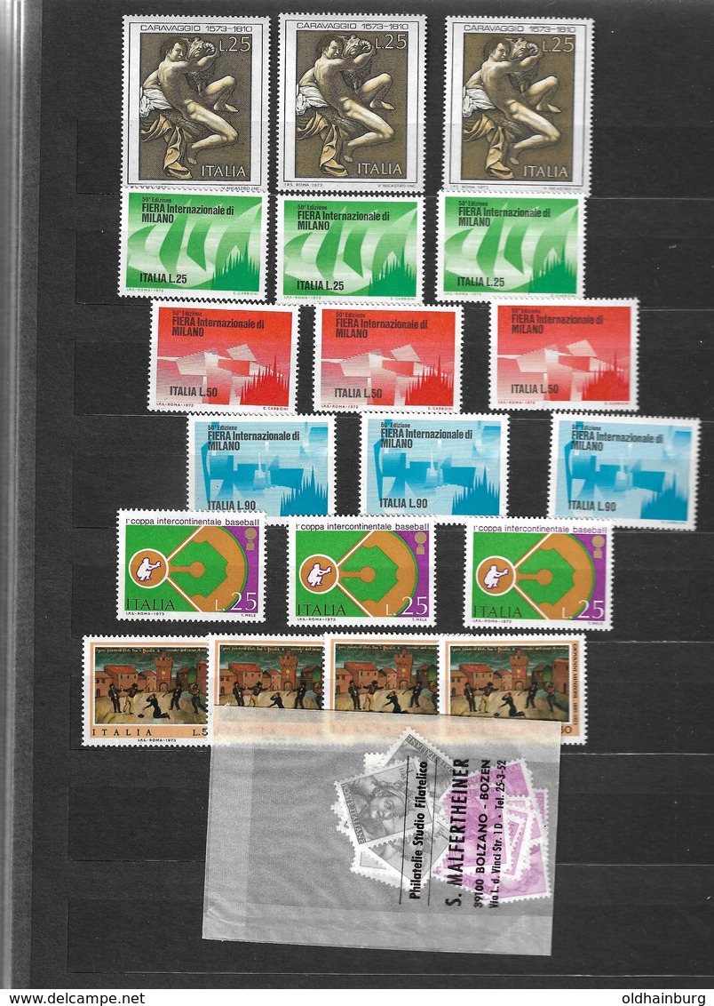 Briefmarkensammlung Italien 1965-1975, mehrfach, 31 Scans- Katalogwert 500.- € +