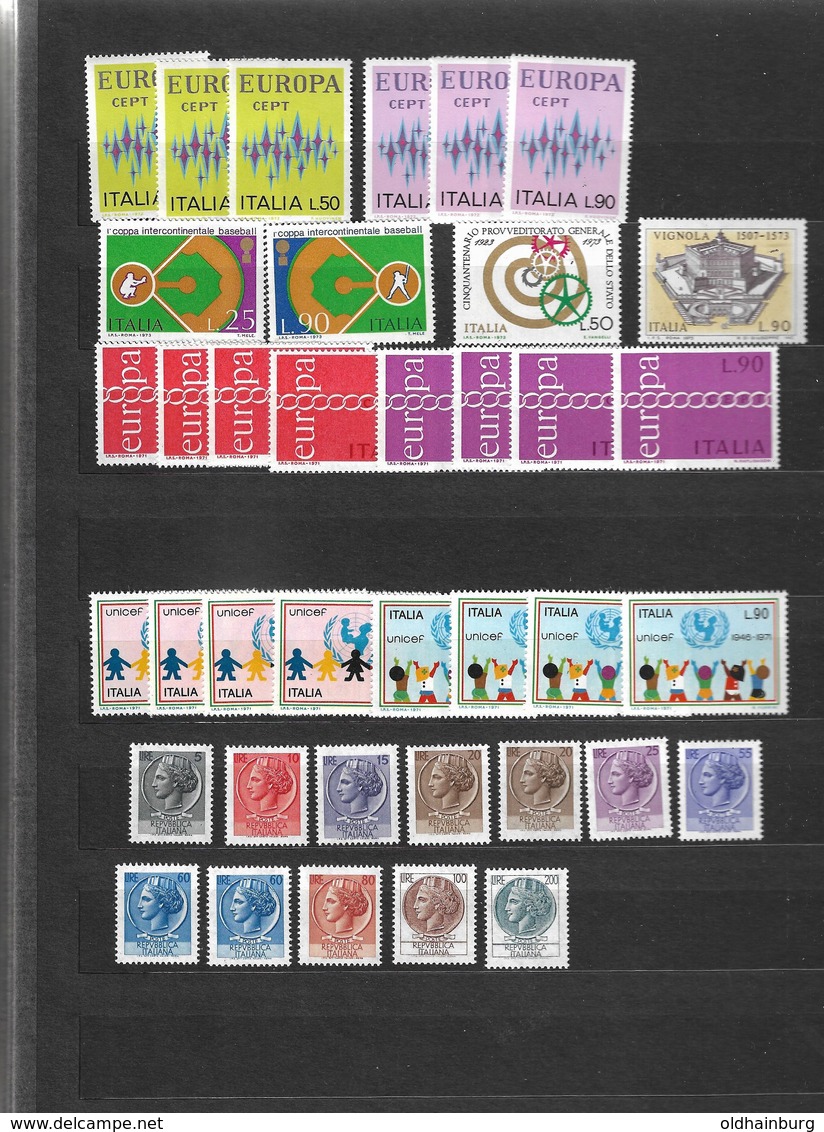 Briefmarkensammlung Italien 1965-1975, mehrfach, 31 Scans- Katalogwert 500.- € +