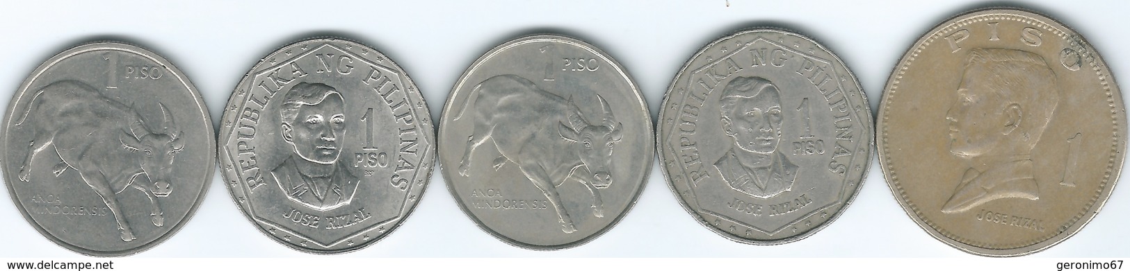 Philippines - 1 Piso - 1972 (KM203) 1975 (KM209.1)  & 1981 (KM209.2) 1984 (KM243.1) & 1990 (KM243.3) - Filippijnen