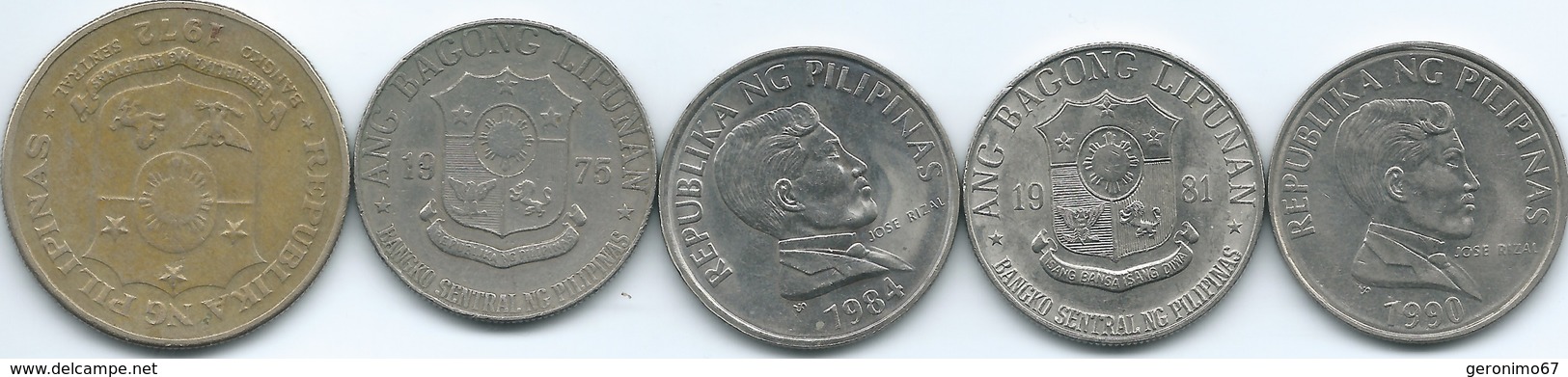 Philippines - 1 Piso - 1972 (KM203) 1975 (KM209.1)  & 1981 (KM209.2) 1984 (KM243.1) & 1990 (KM243.3) - Philippines