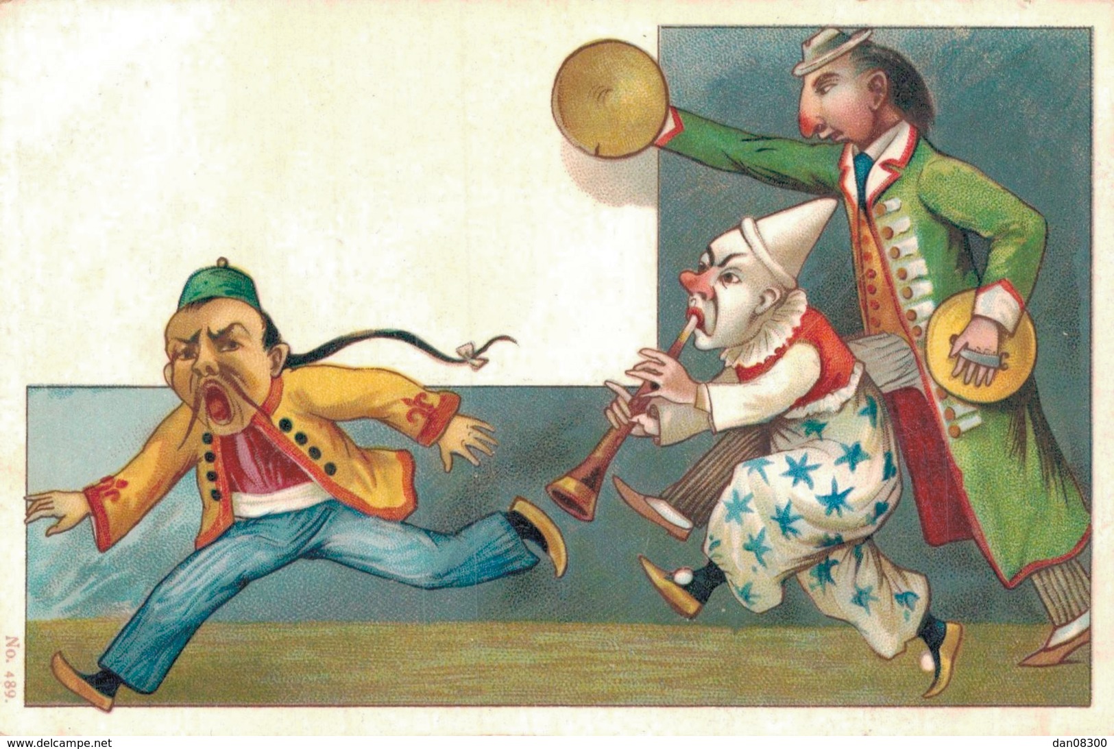 ILLUSTRATION DE ROICK CIRQUE CLOWNS MUSICIENS COURANT APRES UN CHINOIS  PAS CIRCULEE - 1900-1949