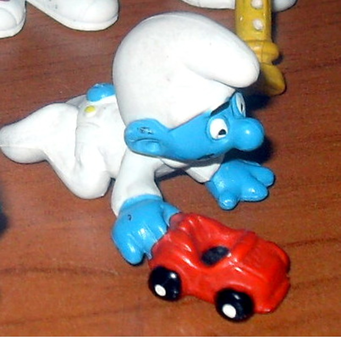 Figurine Vintage Bébé SCHTROUMPF Voiture © 1984 PEYO SCHLEICH W.Germany - Schtroumpfs