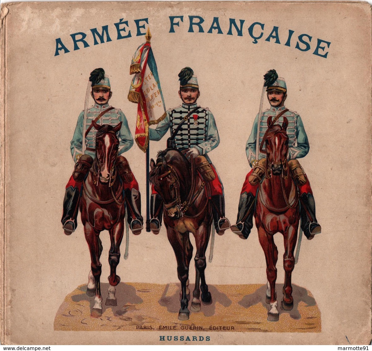 ALBUM DEPLIANT ARMEE FRANCAISE HUSSARDS CHROMO ENFANTINA VERS 1900 - Français