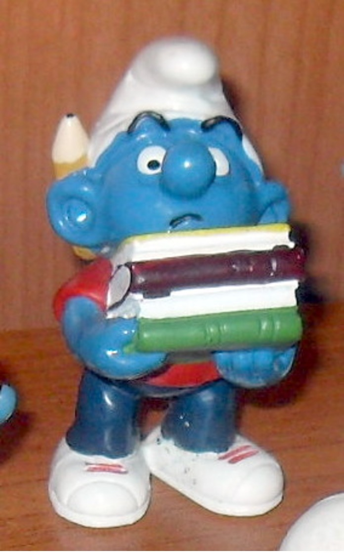 Figurine Vintage SCHTROUMPF Bibliothécaire © 1999 PEYO SCHLEICH Germany CE - Schtroumpfs