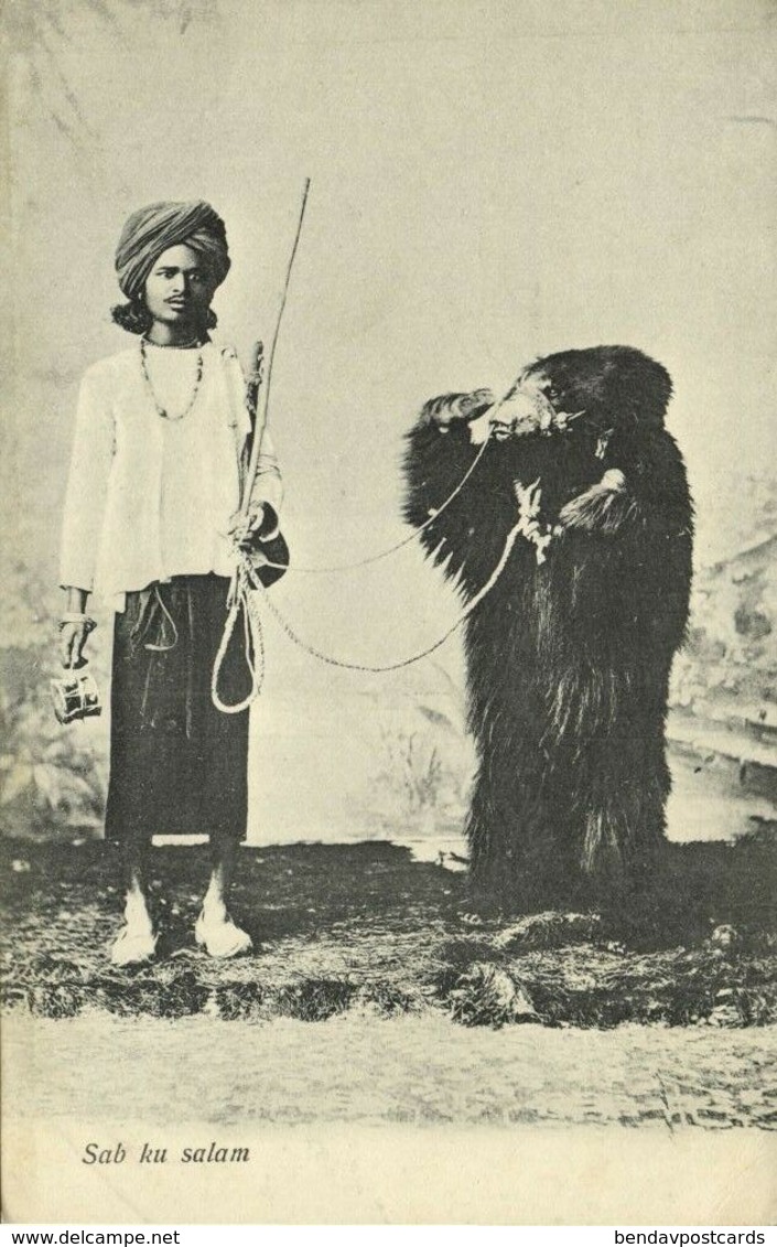 India, Native Juggler Juggling, Bear Tamer (1920s) Postcard - India