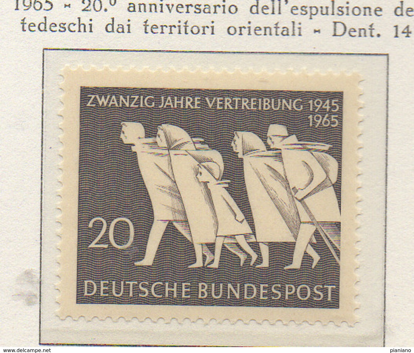 PIA - GERMANIA - 1965 : 20° Anniversario Dell' Espulsione Dei Tedeschi Dai Territori Orientali -   (Yv 346) - Ongebruikt