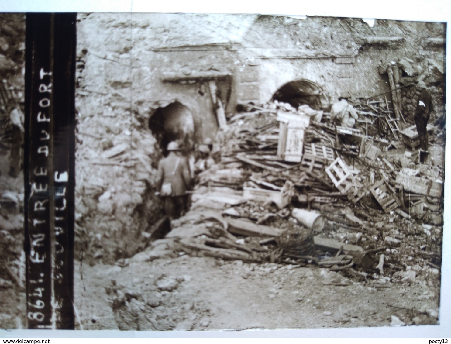 Guerre 1914-18 - Entrée D'un Fort - Plaque De Verre StéréoscopiqueTBE - Diapositiva Su Vetro