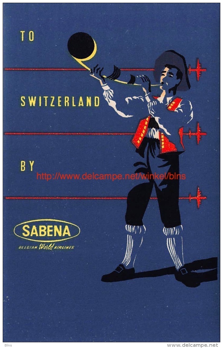 To Switzerland By Sabena - Etiquetas De Equipaje