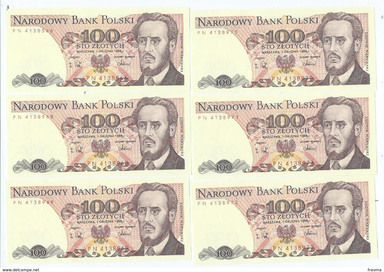Billet Neuf De Banque De 100 Zlotych 1975-1988 - Pologne