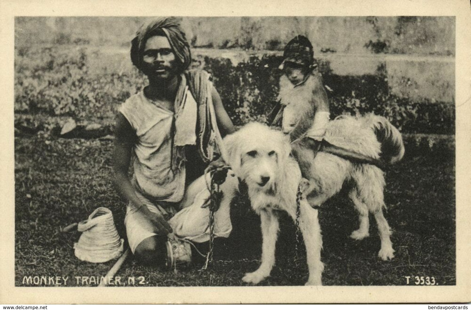 India, Native Juggler Juggling, Monkey Trainer (1920s) Postcard - India