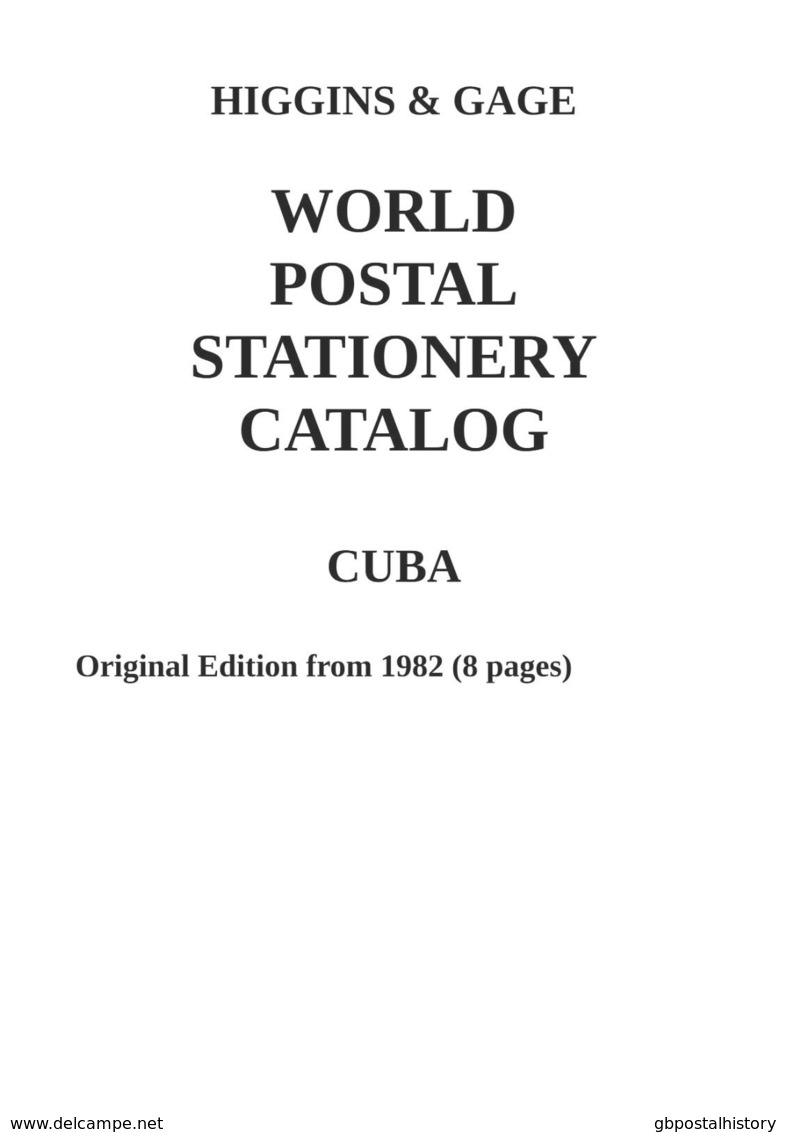 Higgins & Gage WORLD POSTAL STATIONERY CATALOG  CUBA PDF-File - Entiers Postaux