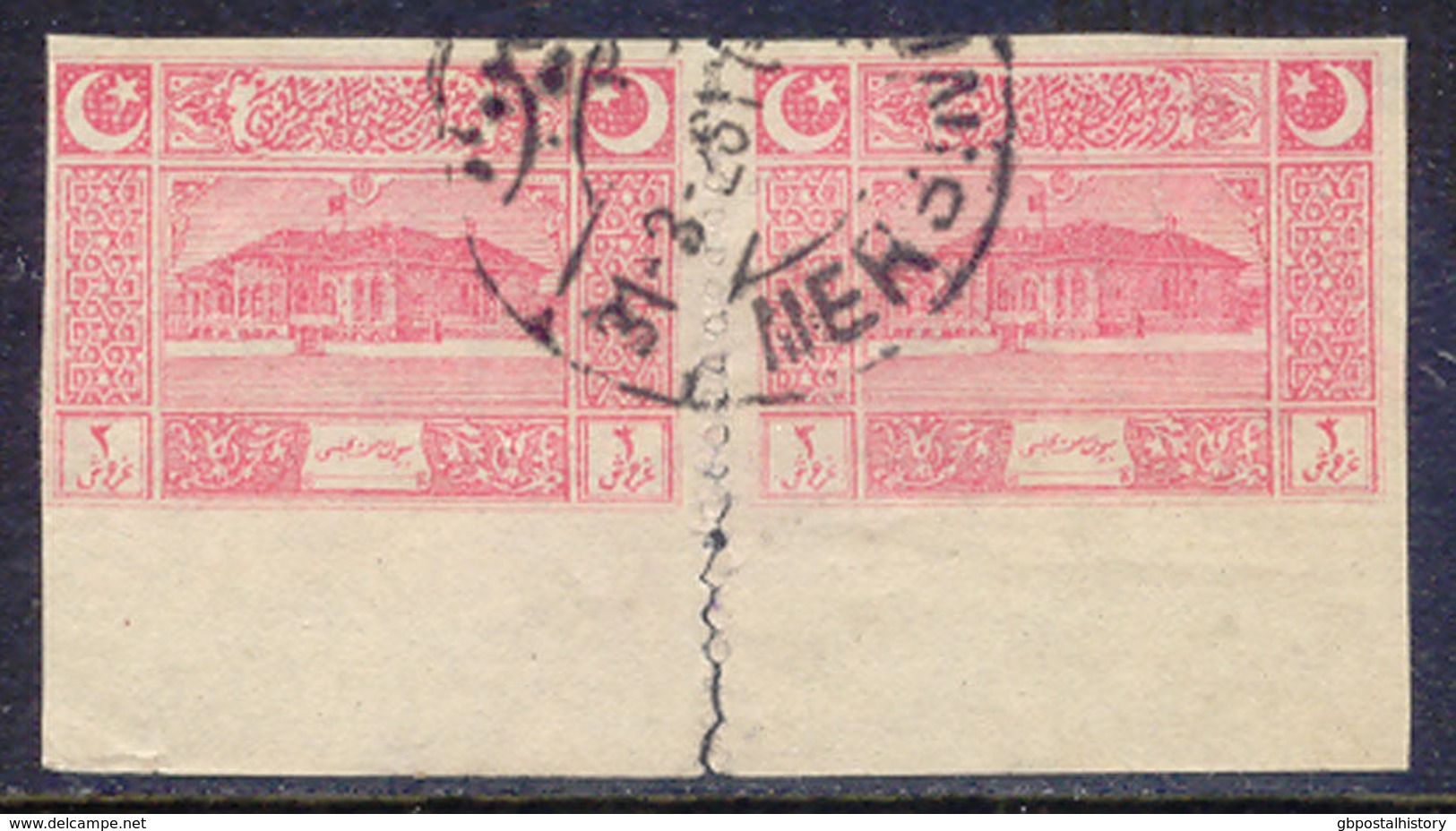 TÜRKEI 1922 Gebäude Der Nationalversammlung Ankara (3) Pia. Rosa UNGEZÄHNT PAAR (Michel 2016 Bereits € 400.-++) - Used Stamps