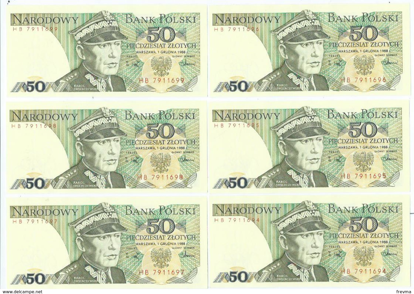 Billet Neuf De Banque De 50 Zlotych 1975-1988 - Pologne
