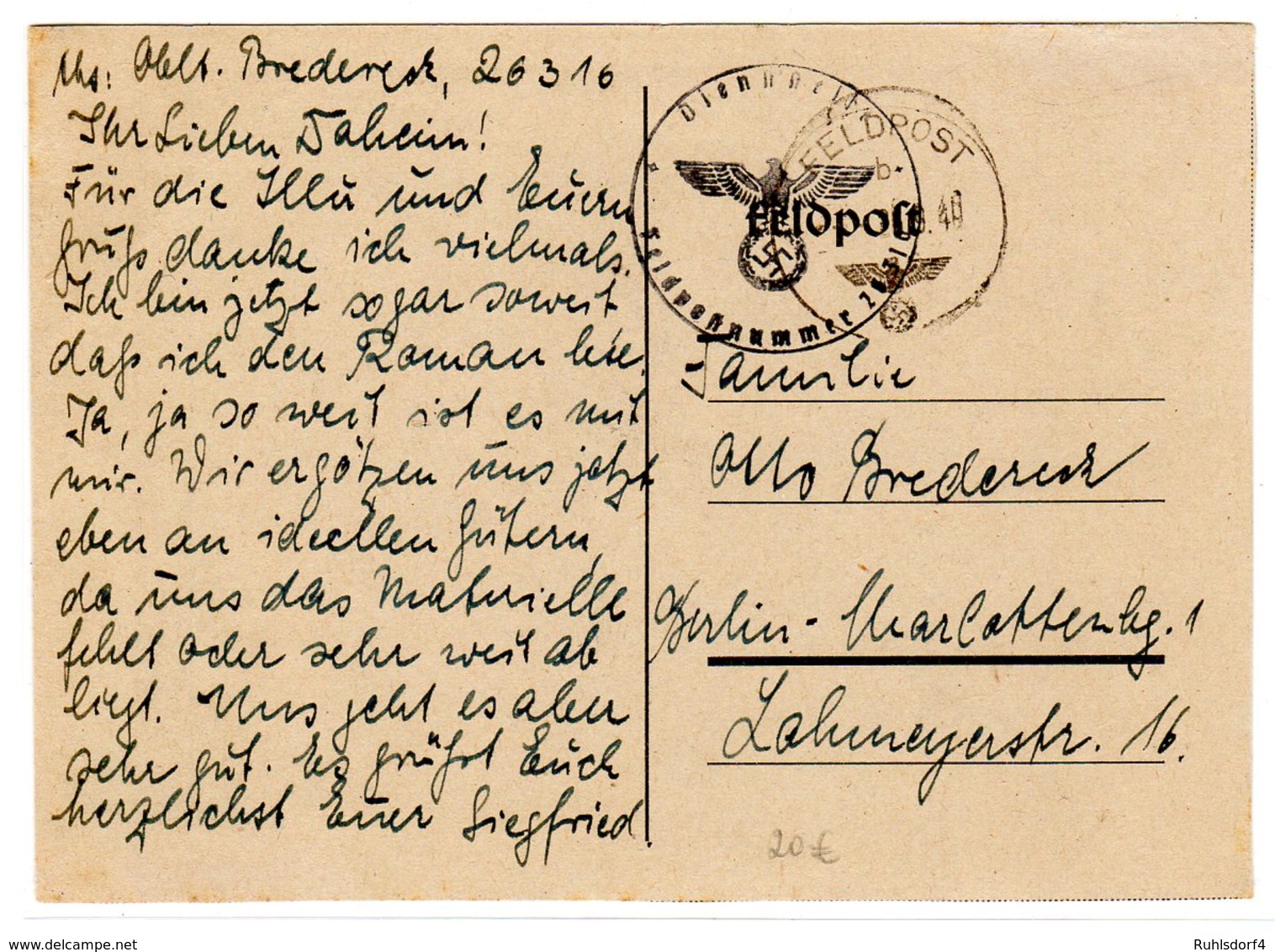 Gel. Feldpostkarte Mit Heroischer Wehrmachts-Darstellung - Besetzungen 1938-45