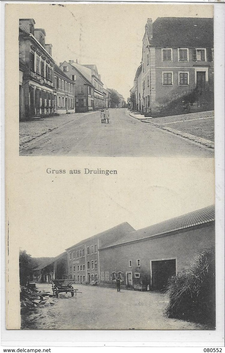 67 DRULINGEN . Bonjour En 2 Clichés Animés , édit : H Hiller Buohhandlung Strasbourg , écrite En 1908 , état Extra - Drulingen