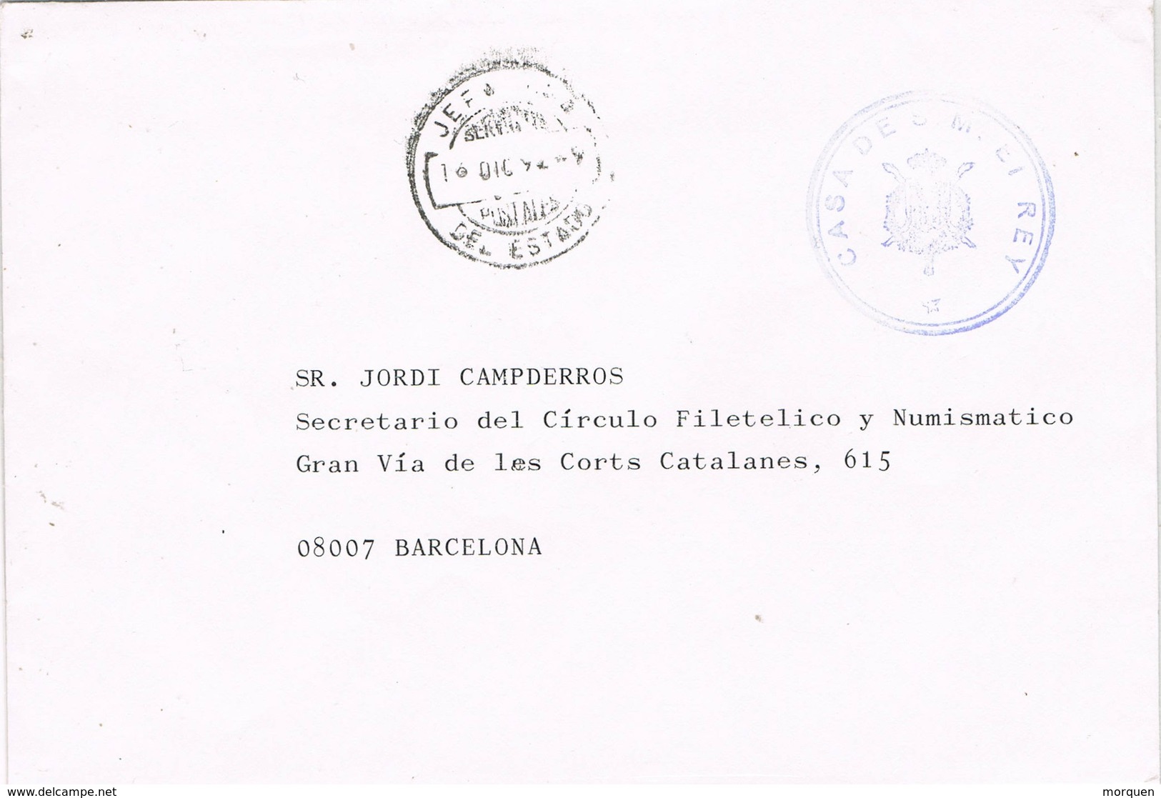 33272. Carta MADRID 1992. Fechador JEFATURA Del ESTADO, Casa De S.M. El REY Franquicia - Cartas & Documentos