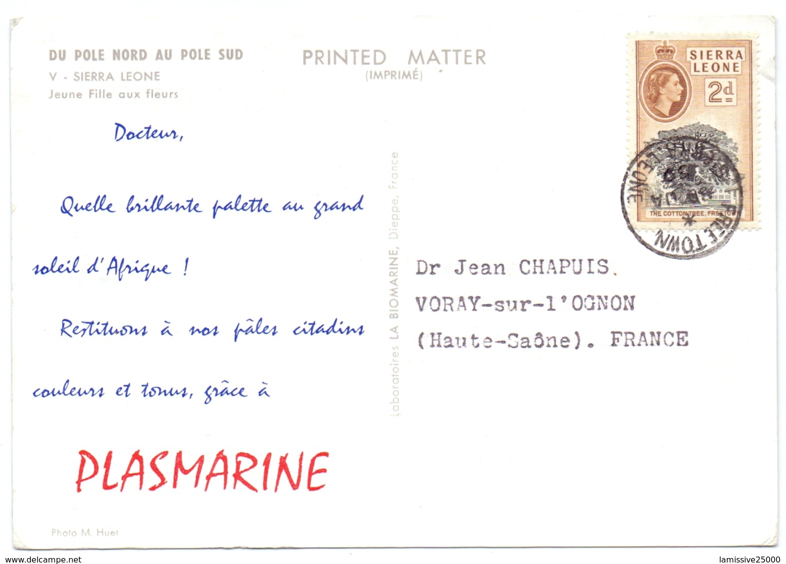 Carte Pub Ionyl Biomarine Sierra Leone Jeune Fille Aux Fleurs - Sierra Leone (...-1960)