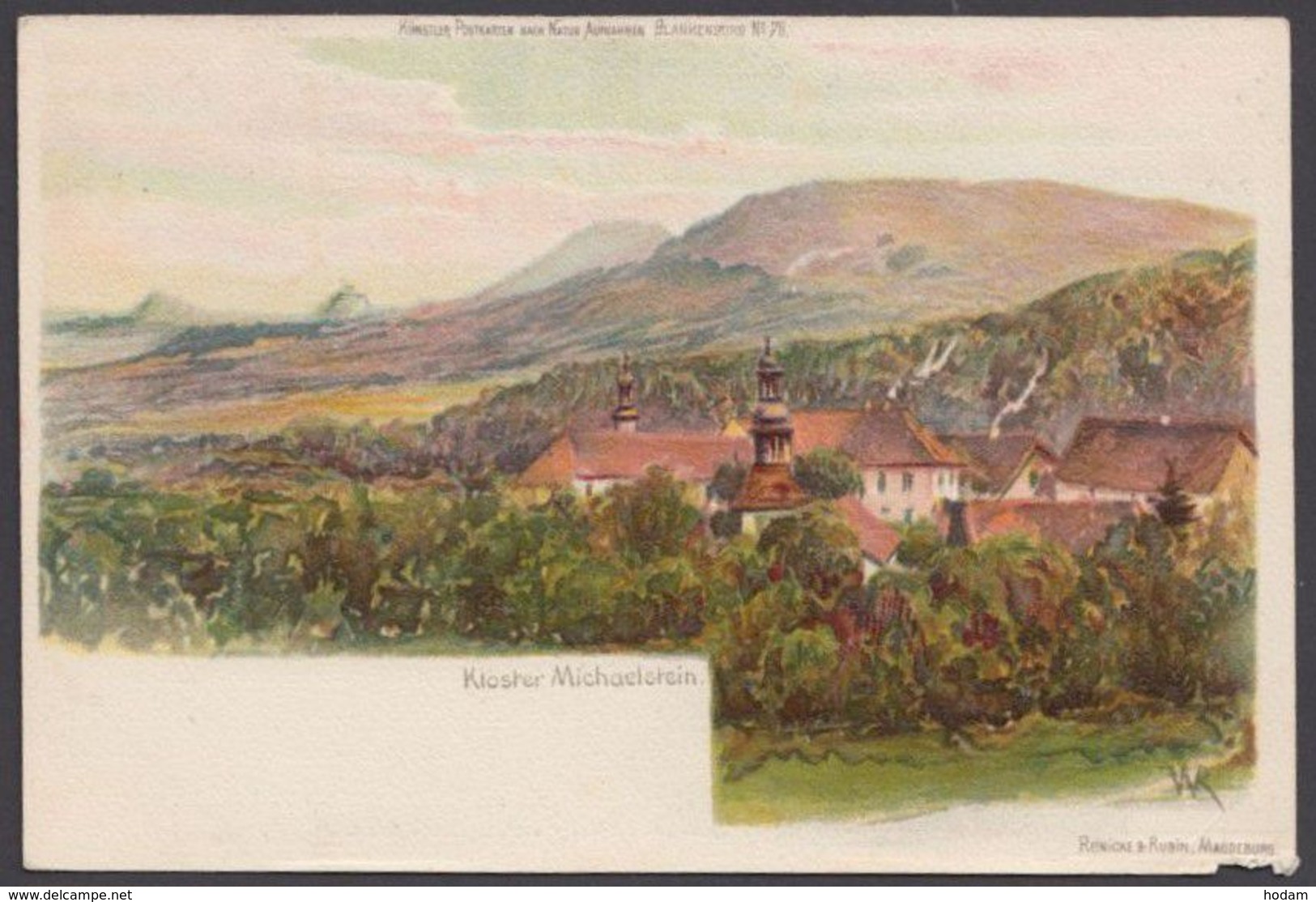 "Blankenburg", Kloster Michaelstein, Farbige Künstlerkarte, Sign. WR, Ca. 1900, Kl. Eckfehler - Bad Blankenburg