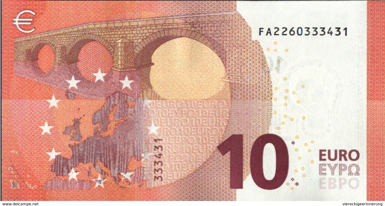 ! 10 Euro Currency, Money, Geldschein, Banknote , F002H5, Mario Draghi, EZB, ECB, Europäische Zentralbank - 10 Euro