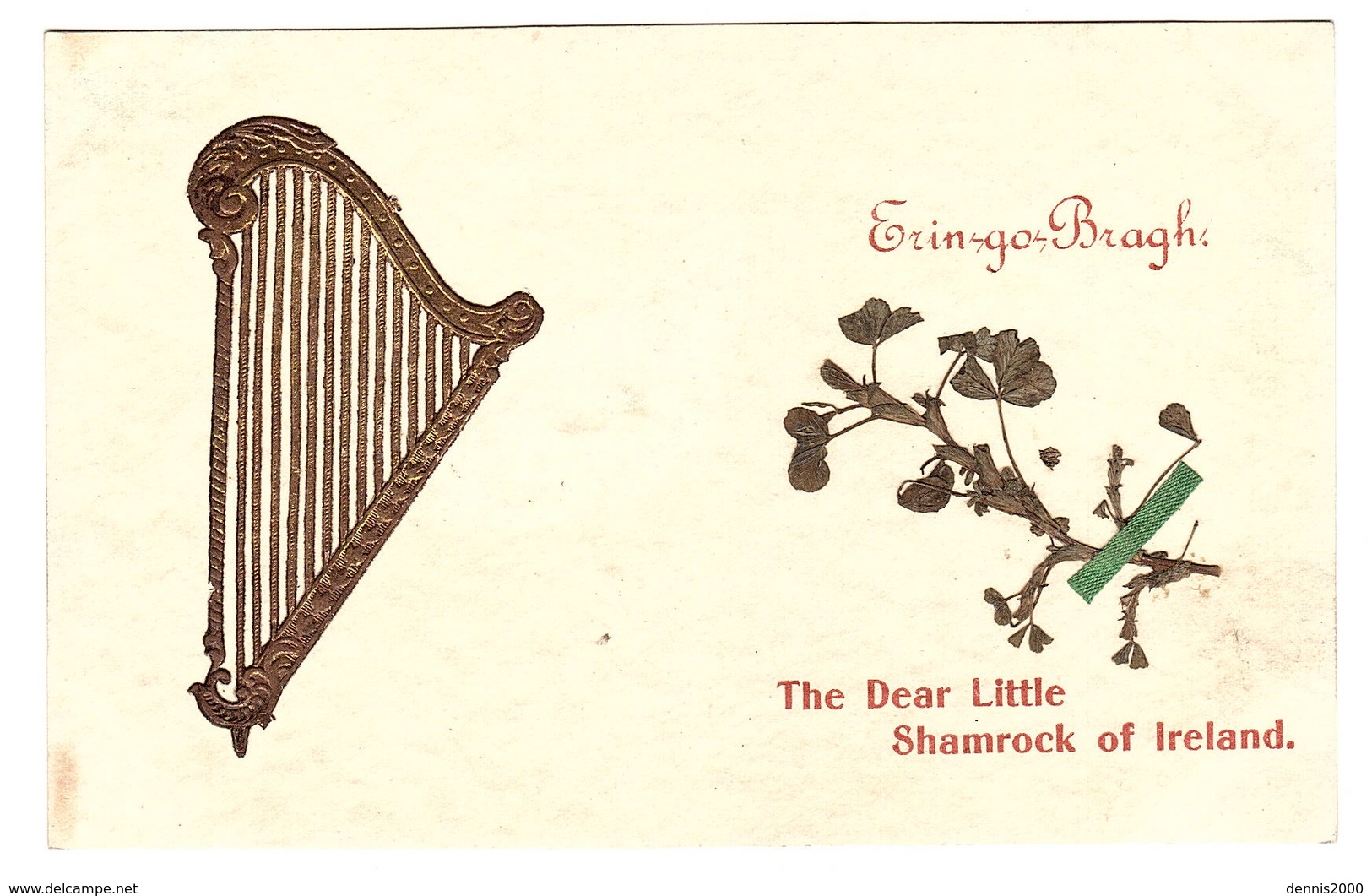 The Dear Little Shamrock Of Ireland - Carte Fantaisie - FLEUR SÉCHÉE - DRIED FLOWER - LYRE - Autres & Non Classés