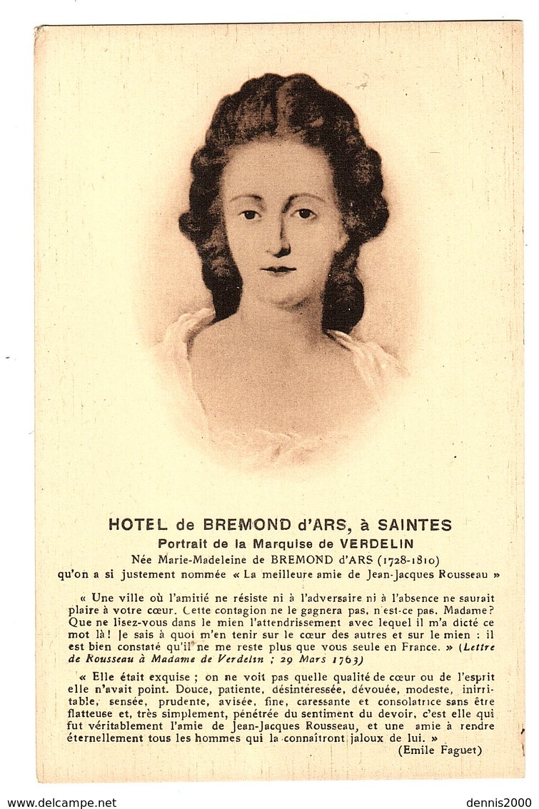 SAINTES (17) - HOTEL DE BREMOND D' ARS - Portrait De La Marquise De Verdelin - Saintes