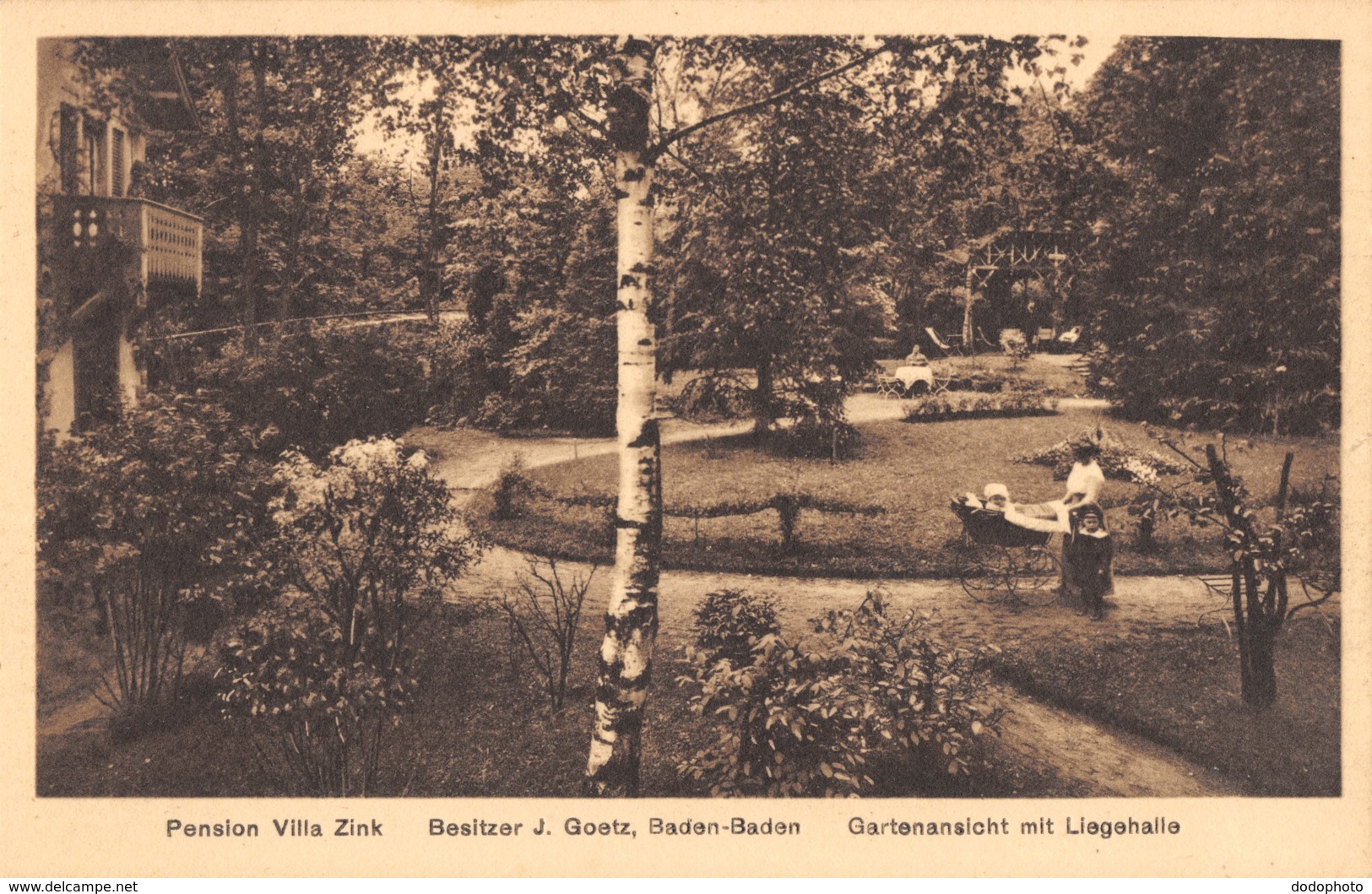 R193727 Pension Villa Zink. Besitzer J. Goetz. Baden Baden. Gartenansicht Mit Liegehalle. P. Korbitz - Welt